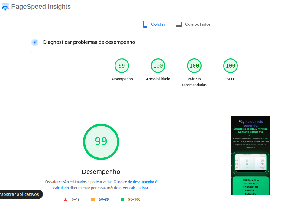 Card de prova - Lote 1 com 50 vagas, sistema validado em 10.000+ vendas, páginas que carregam em meio segundo com GTmetrix Grade A